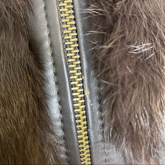 Lord & Taylor leather rabbit fur cable knit vest - Picture 5 of 5